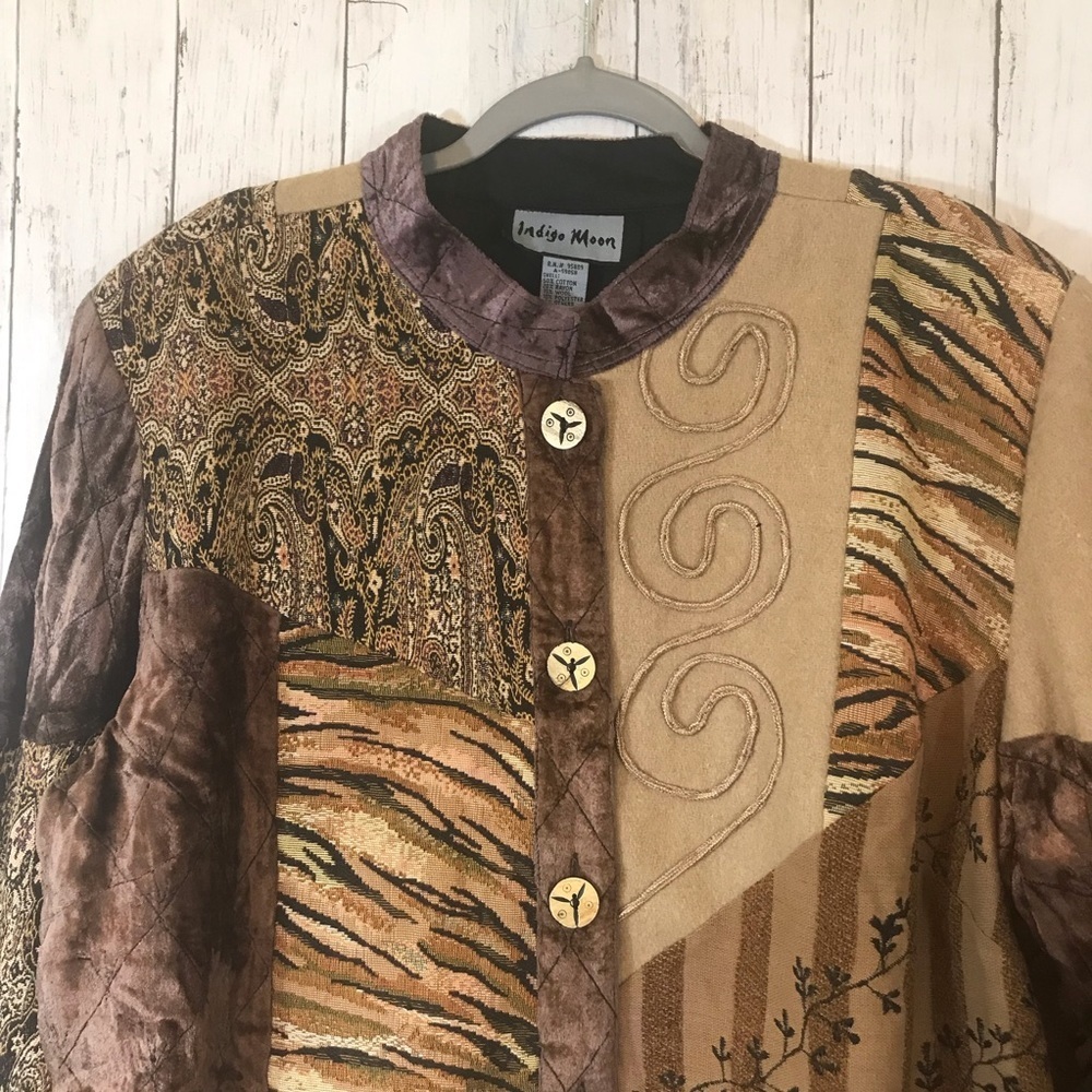 Vtg Indigo Moon Patchwork Boho Jacket - image 4